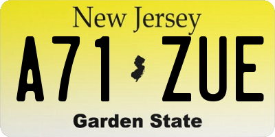 NJ license plate A71ZUE