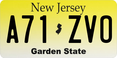 NJ license plate A71ZVO