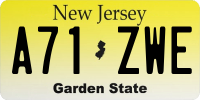 NJ license plate A71ZWE