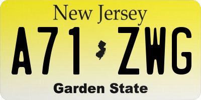 NJ license plate A71ZWG