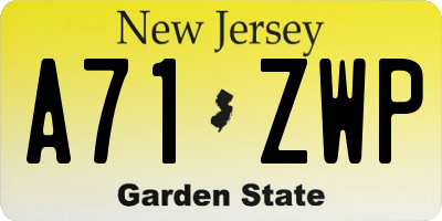 NJ license plate A71ZWP