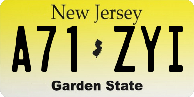 NJ license plate A71ZYI