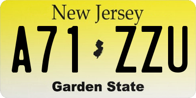 NJ license plate A71ZZU