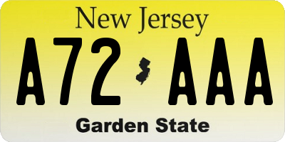 NJ license plate A72AAA