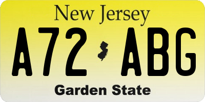 NJ license plate A72ABG