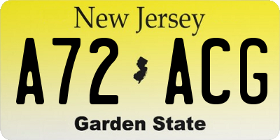 NJ license plate A72ACG