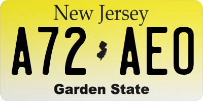NJ license plate A72AEO