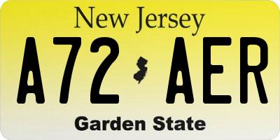 NJ license plate A72AER