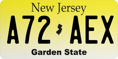 NJ license plate A72AEX