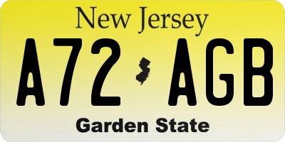 NJ license plate A72AGB