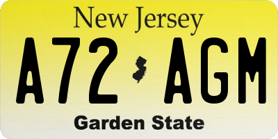 NJ license plate A72AGM