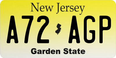 NJ license plate A72AGP
