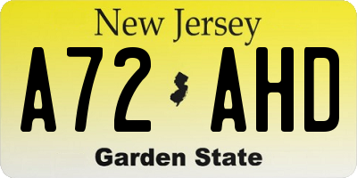 NJ license plate A72AHD
