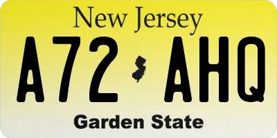 NJ license plate A72AHQ