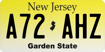 NJ license plate A72AHZ