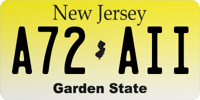 NJ license plate A72AII