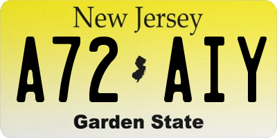 NJ license plate A72AIY