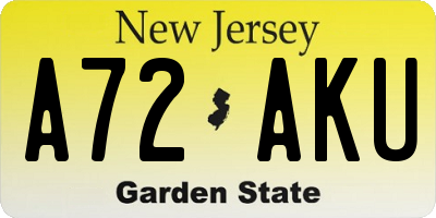 NJ license plate A72AKU