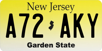 NJ license plate A72AKY