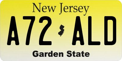 NJ license plate A72ALD