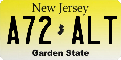 NJ license plate A72ALT
