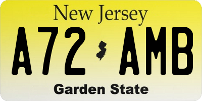 NJ license plate A72AMB