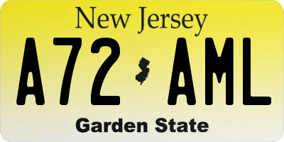 NJ license plate A72AML