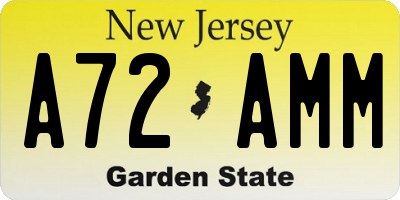NJ license plate A72AMM