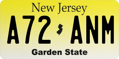 NJ license plate A72ANM