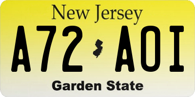 NJ license plate A72AOI