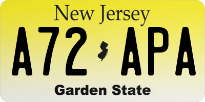 NJ license plate A72APA