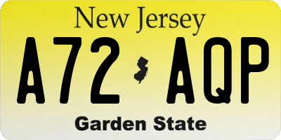 NJ license plate A72AQP