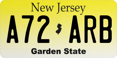 NJ license plate A72ARB