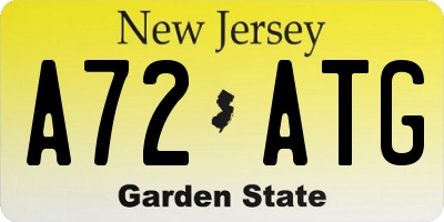 NJ license plate A72ATG