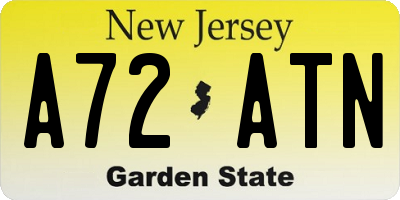 NJ license plate A72ATN