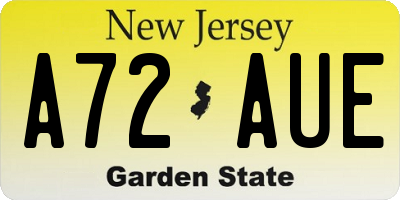 NJ license plate A72AUE