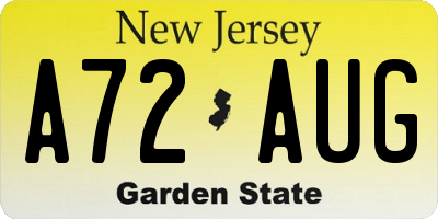 NJ license plate A72AUG