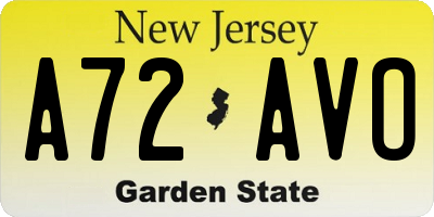 NJ license plate A72AVO