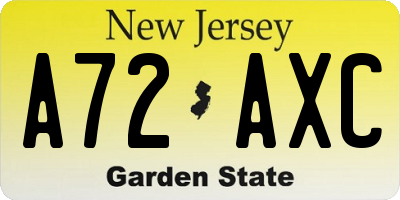 NJ license plate A72AXC