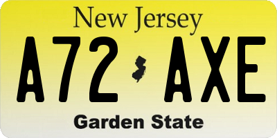 NJ license plate A72AXE