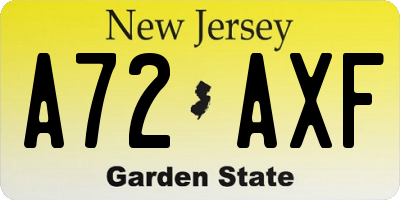 NJ license plate A72AXF