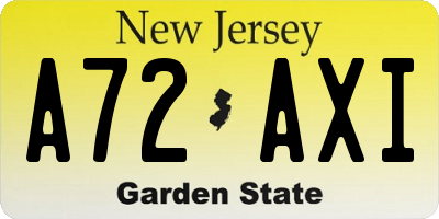 NJ license plate A72AXI