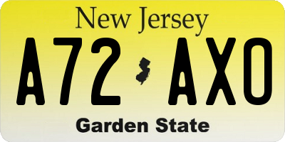 NJ license plate A72AXO