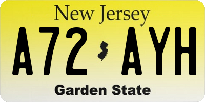 NJ license plate A72AYH