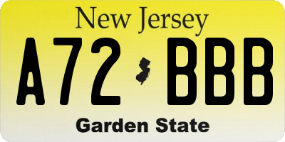 NJ license plate A72BBB