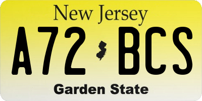 NJ license plate A72BCS