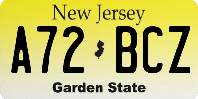 NJ license plate A72BCZ