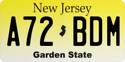 NJ license plate A72BDM