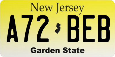 NJ license plate A72BEB