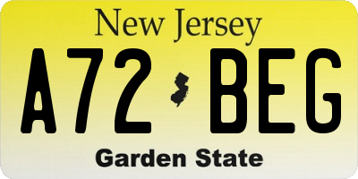 NJ license plate A72BEG